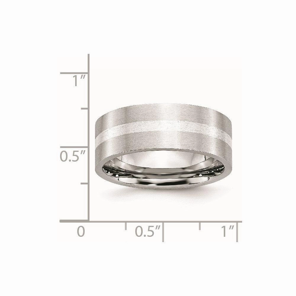 Cobalt Sterling Silver Inlay Satin 8mm Flat Band