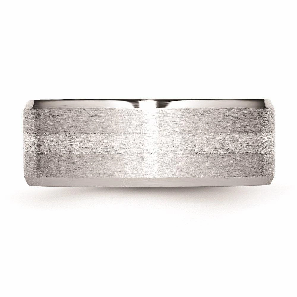 Cobalt Sterling Silver Inlay Satin/Polished Beveled Edge 8mm Band