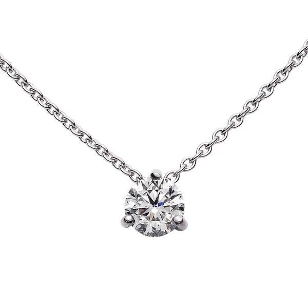 Collier 3 griffes en or blanc serti d'un diamant.
