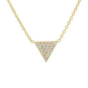 Collier en or jaune et triangle serti de diamants.