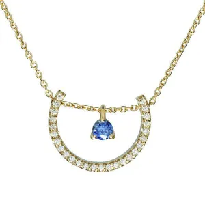 Collier en or jaune serti de diamants et d'un saphir