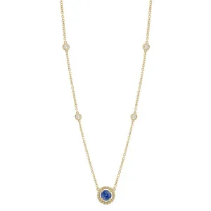 Collier en or jaune serti de diamats et d'un saphir