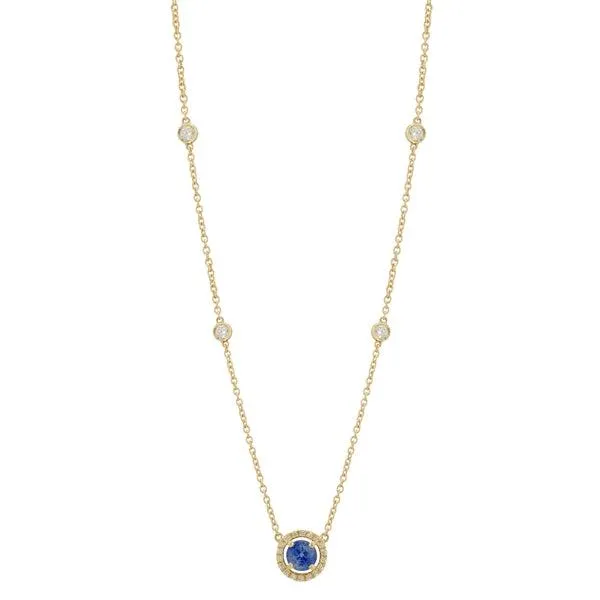 Collier en or jaune serti de diamats et d'un saphir