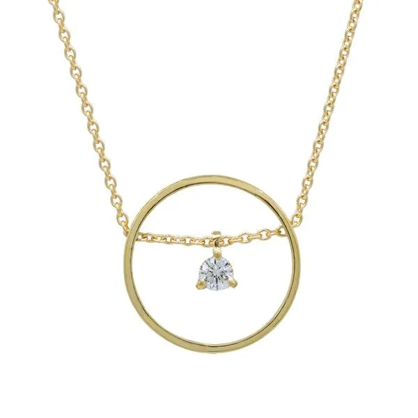 Collier en or jaune serti d'un diamant.