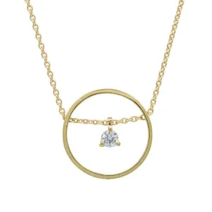 Collier en or jaune serti d'un diamant.