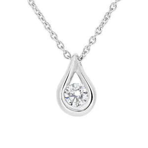 Collier goutte en or blanc serti d'un diamant.