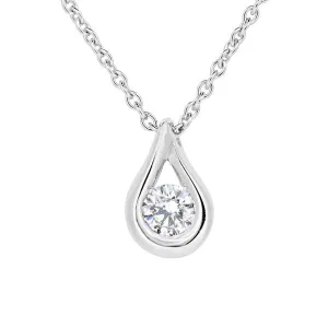 Collier goutte en or blanc serti d'un diamant.
