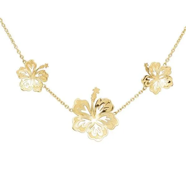 Collier hibiscus en or jaune.