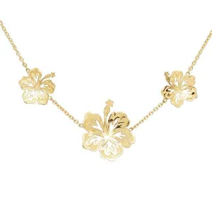 Collier hibiscus en or jaune.