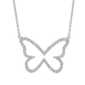 Collier papillon en or blanc serti de diamants.
