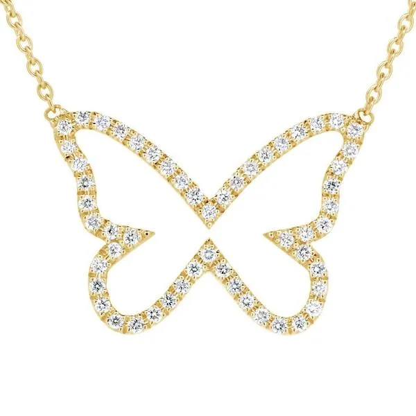 Collier papillon en or jaune serti de diamants.