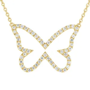 Collier papillon en or jaune serti de diamants.