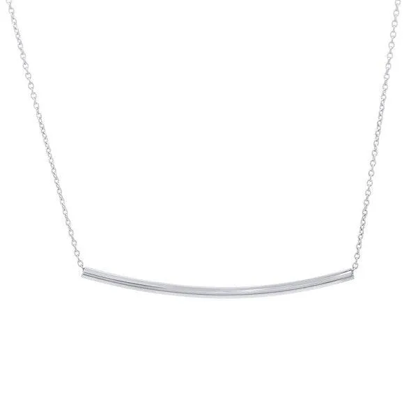 Collier tube en or blanc.