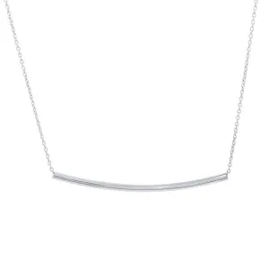 Collier tube en or blanc.