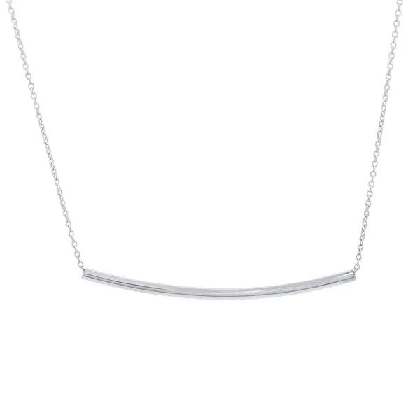 Collier tube en or blanc.