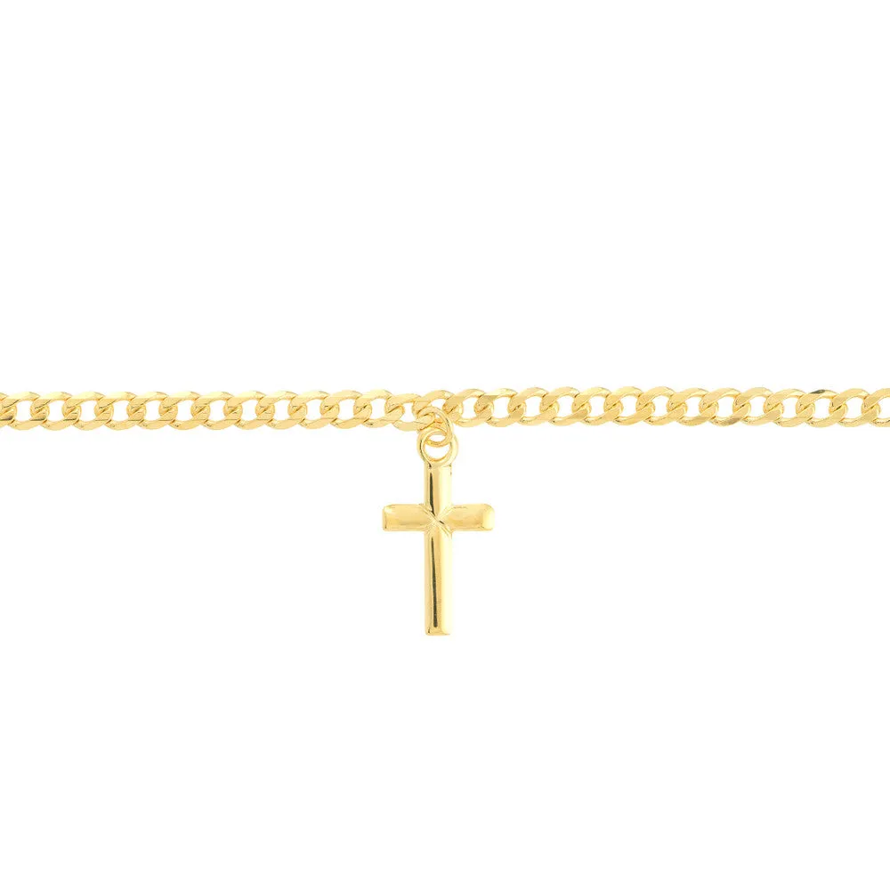 Cross Dangle Curb Chain Adj. Bracelet