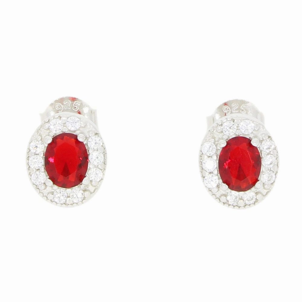Cubic Zirconia Sterling Silver Oval Stud Earrings GVL015