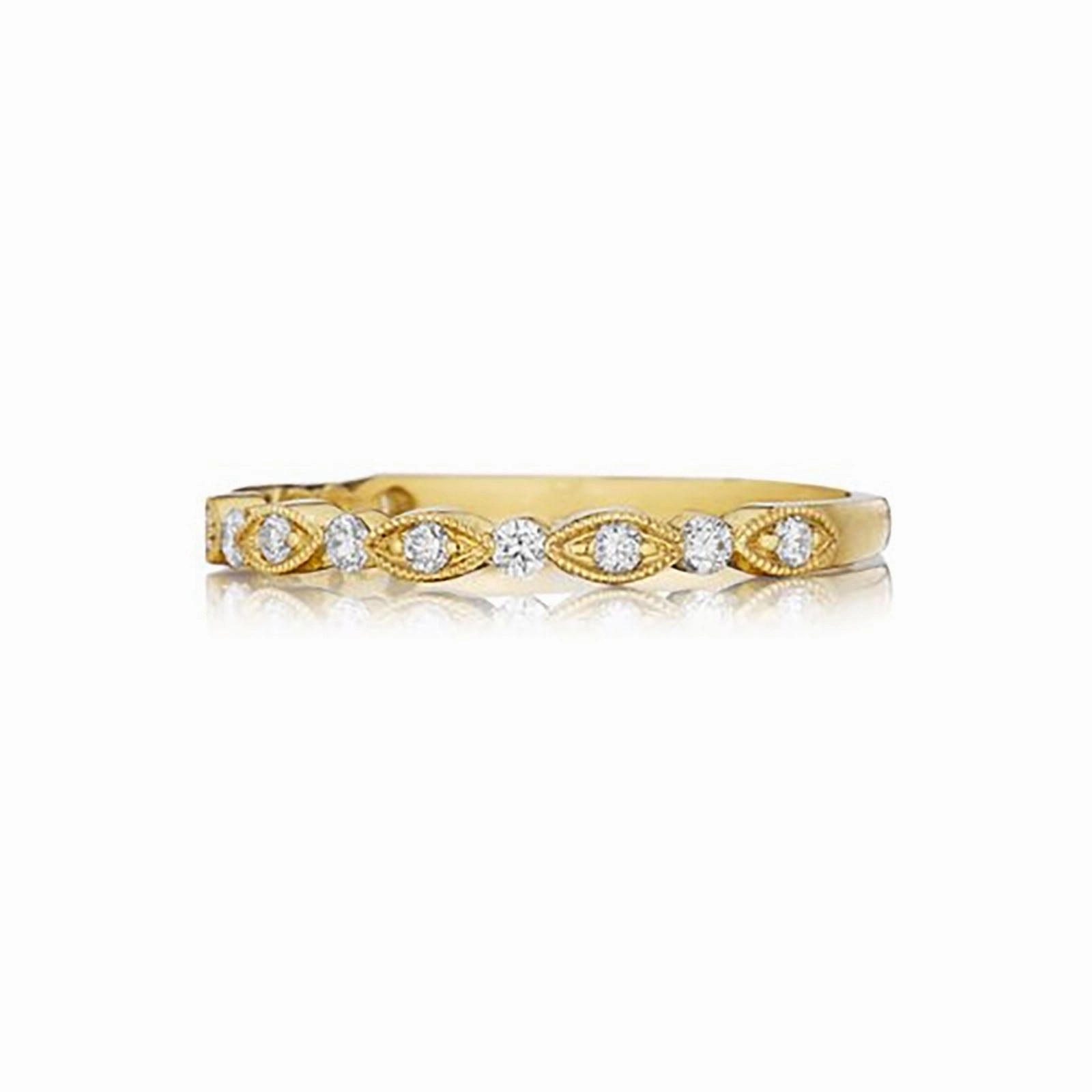 Delicate Bead Set Diamond Band with Round and Marquise Detailing