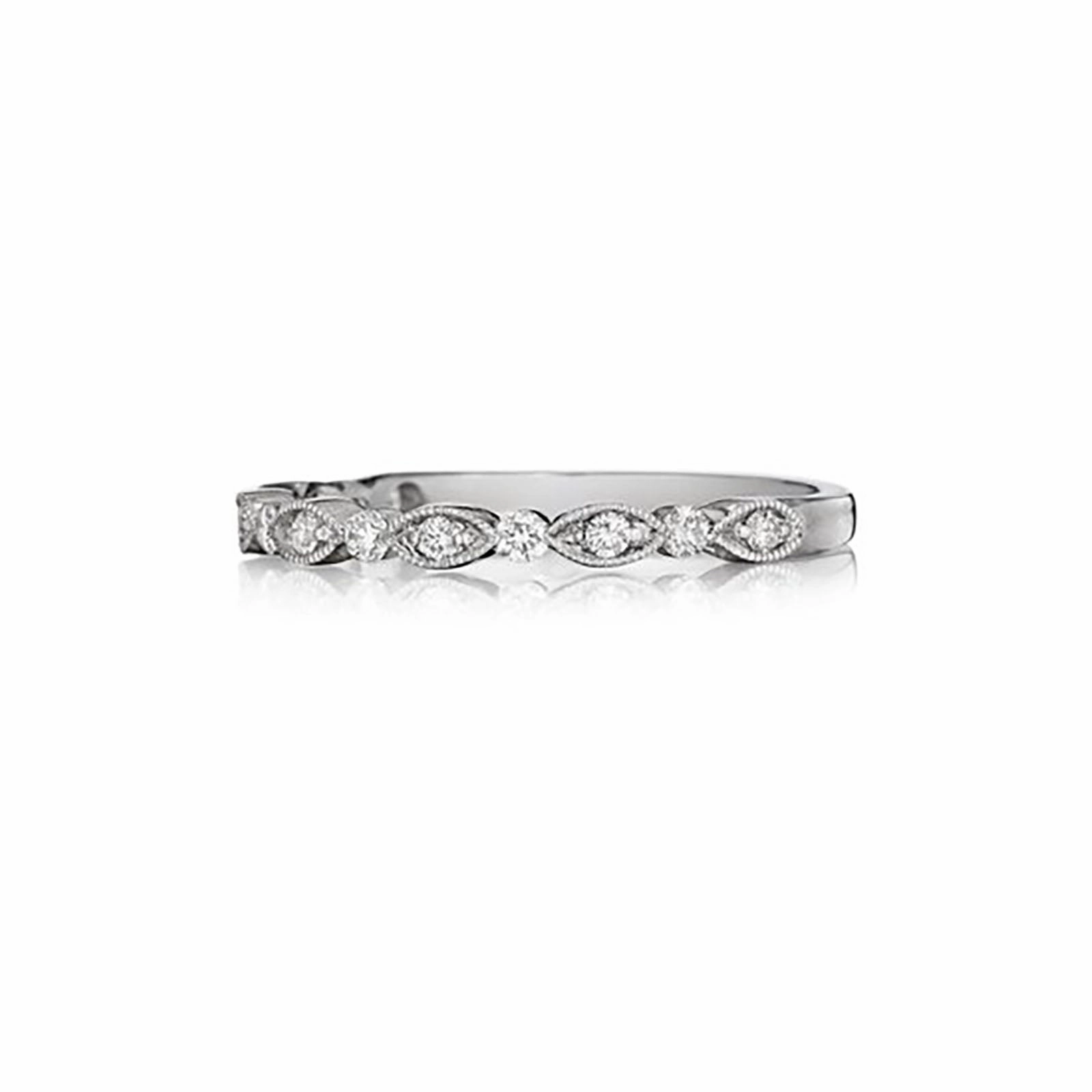 Delicate Bead Set Diamond Band with Round and Marquise Detailing