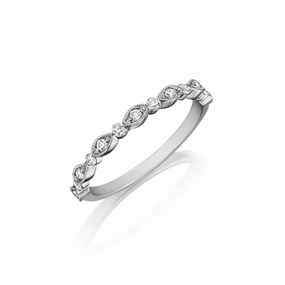 Delicate Bead Set Diamond Band with Round and Marquise Detailing