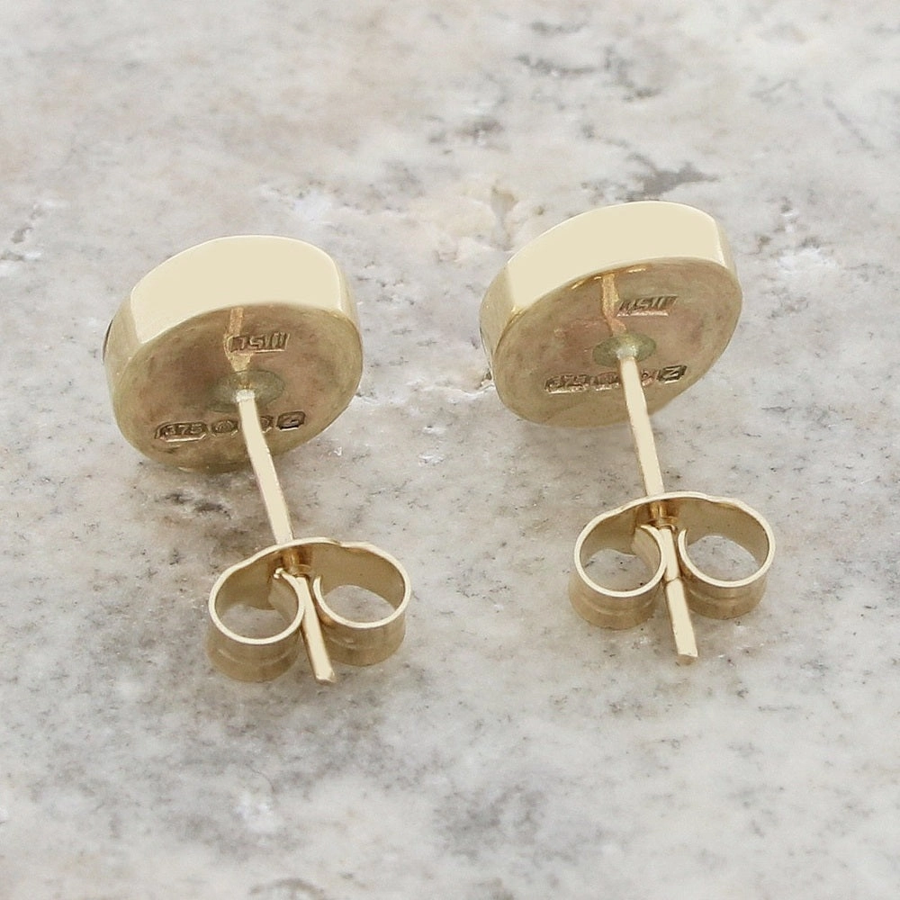 Derbyshire Blue John 9ct Yellow Gold Oval Stud Earrings