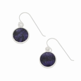 Derbyshire Blue John and Whitby Jet Sterling Silver Drop Earrings
