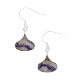 Derbyshire Blue John Sterling Silver Bulb Shape Drop Earrings