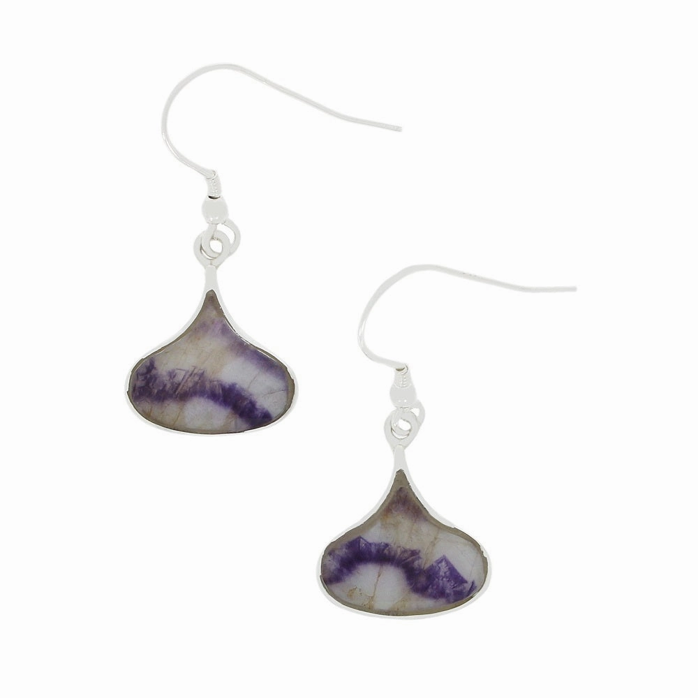 Derbyshire Blue John Sterling Silver Bulb Shape Drop Earrings