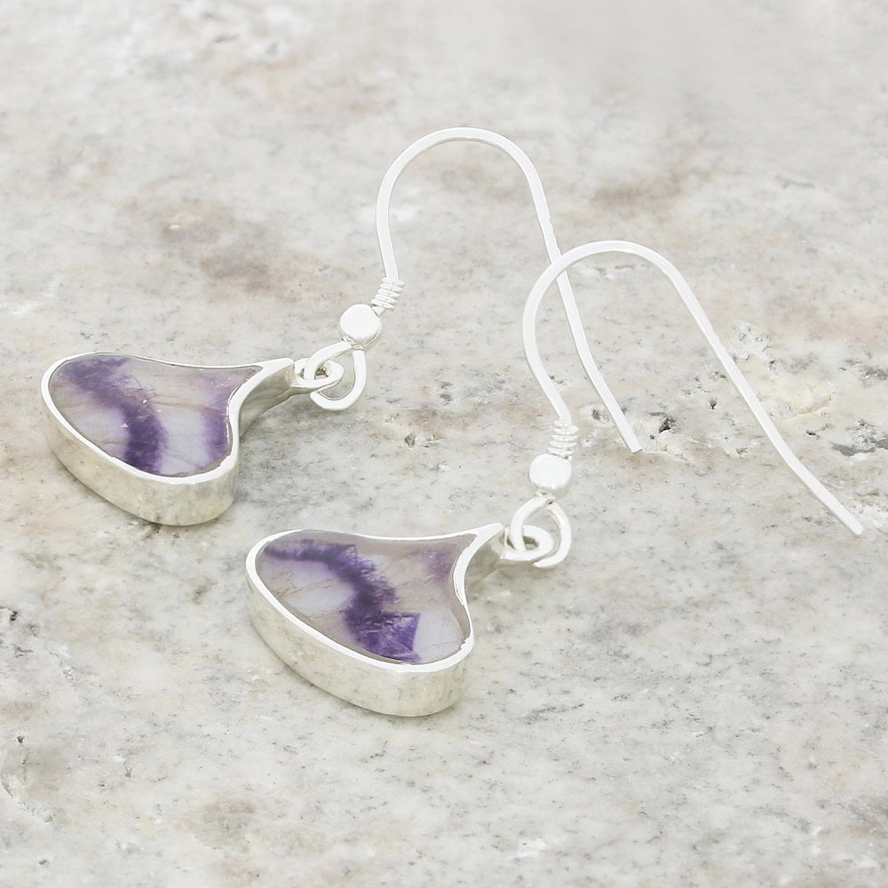 Derbyshire Blue John Sterling Silver Bulb Shape Drop Earrings