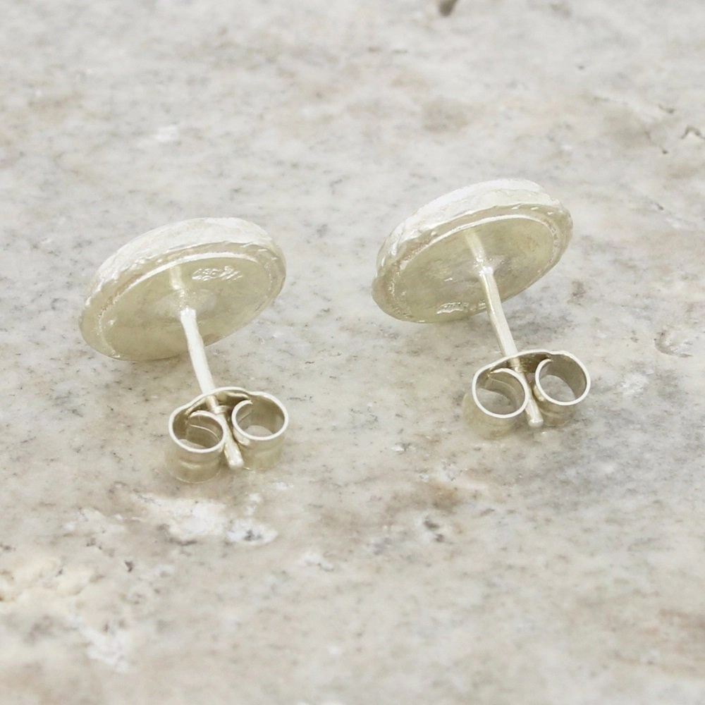 Derbyshire Blue John Sterling Silver Filigree Oval Stud Earrings