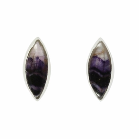 Derbyshire Blue John Sterling Silver Marquise Small Stud Earrings
