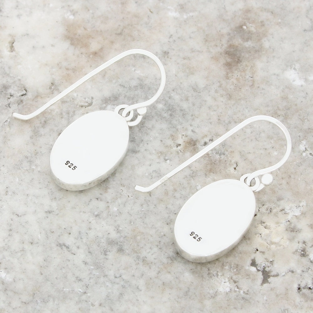 Derbyshire Blue John Sterling Silver Oval Drop Earrings