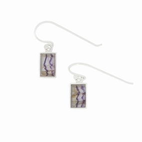 Derbyshire Blue John Sterling Silver Rectangular Drop Earrings
