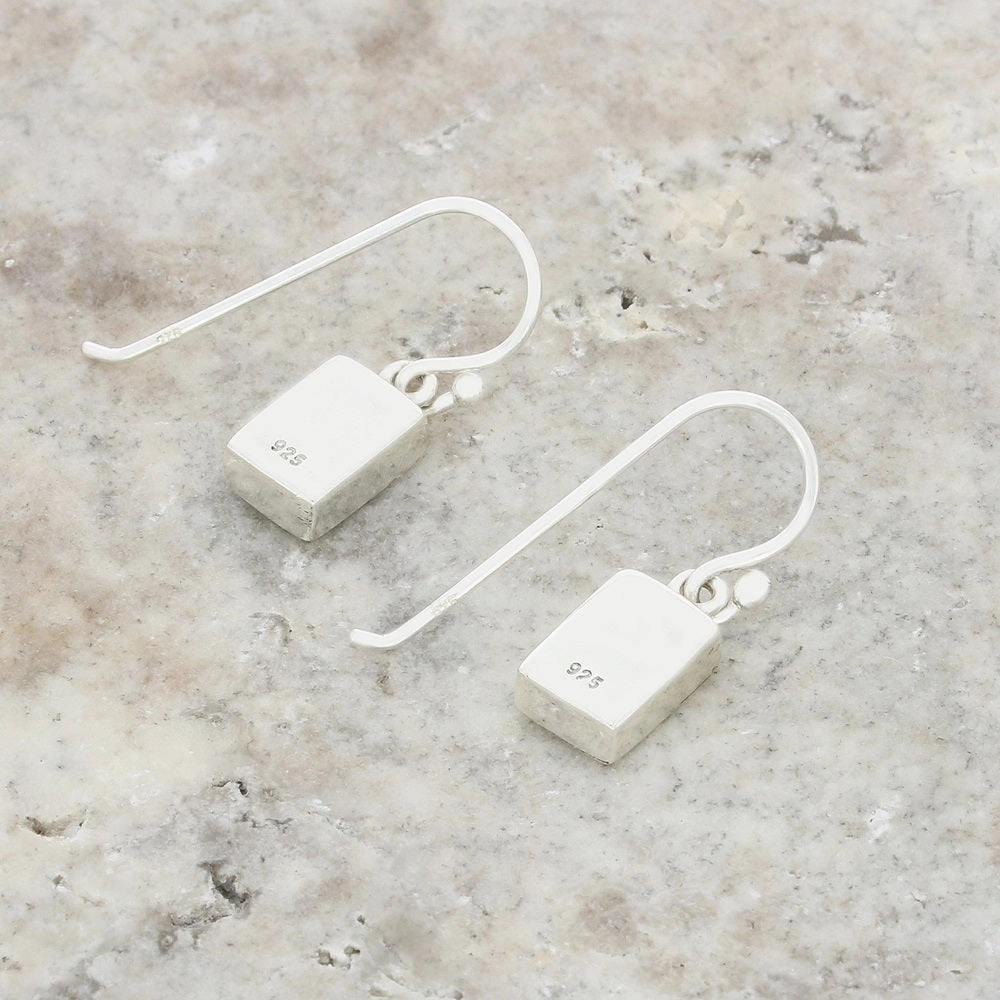 Derbyshire Blue John Sterling Silver Rectangular Drop Earrings