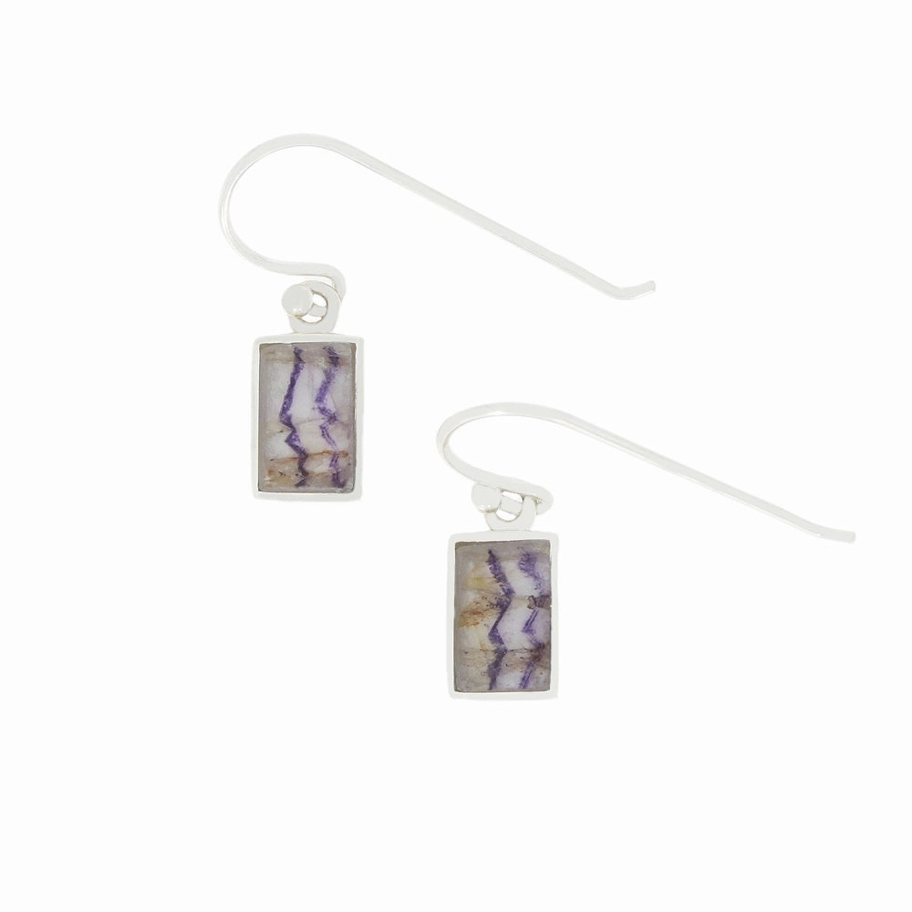 Derbyshire Blue John Sterling Silver Rectangular Drop Earrings