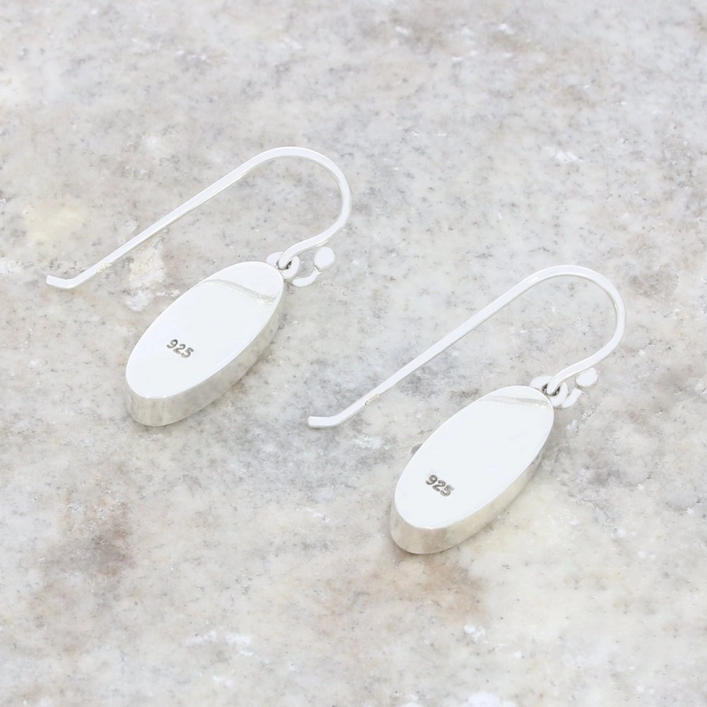 Derbyshire Blue John Sterling Silver Slim Oval Drop Earrings