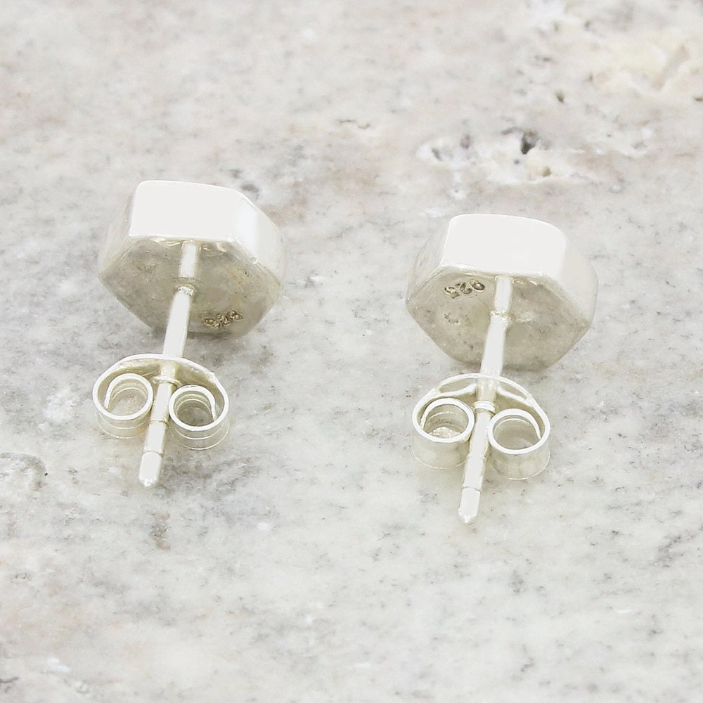 Derbyshire Blue John Sterling Silver Small Hexagonal Stud Earrings