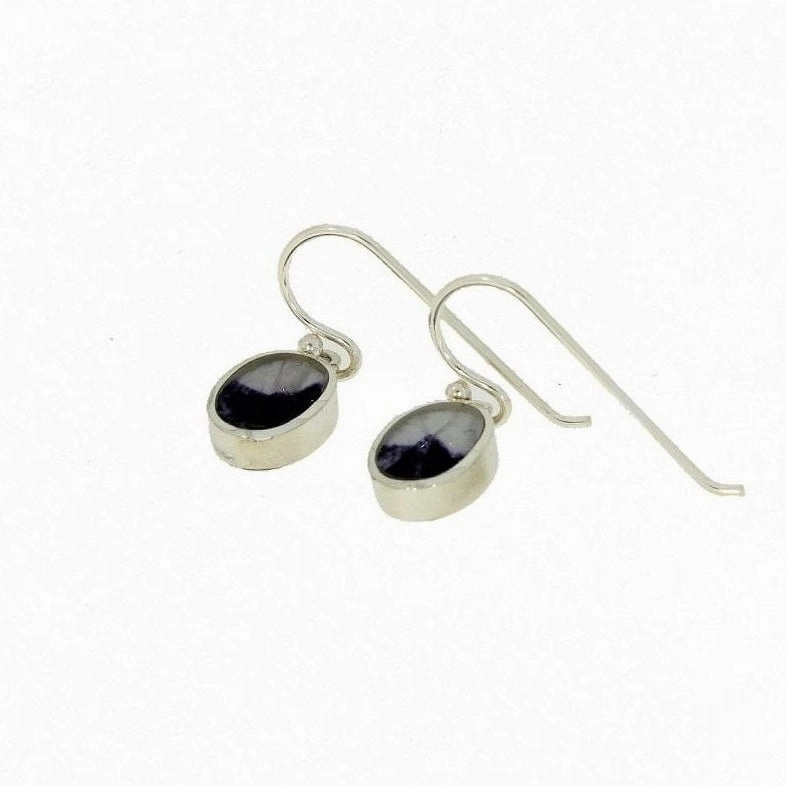 Derbyshire Blue John Sterling Silver Small Oval Drop Earrings