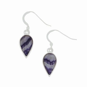 Derbyshire Blue John Sterling Silver Teardrop Drop Earrings