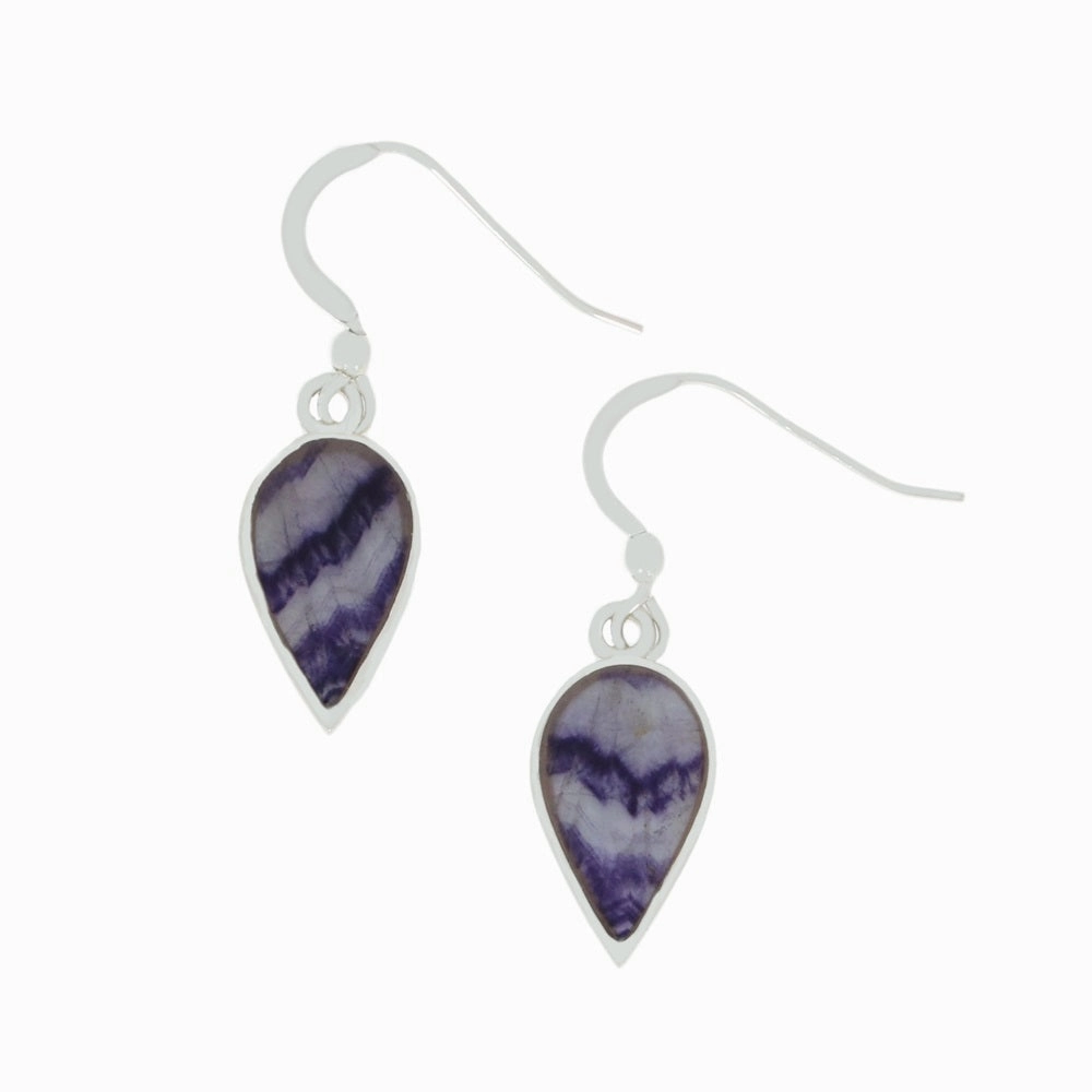 Derbyshire Blue John Sterling Silver Teardrop Drop Earrings