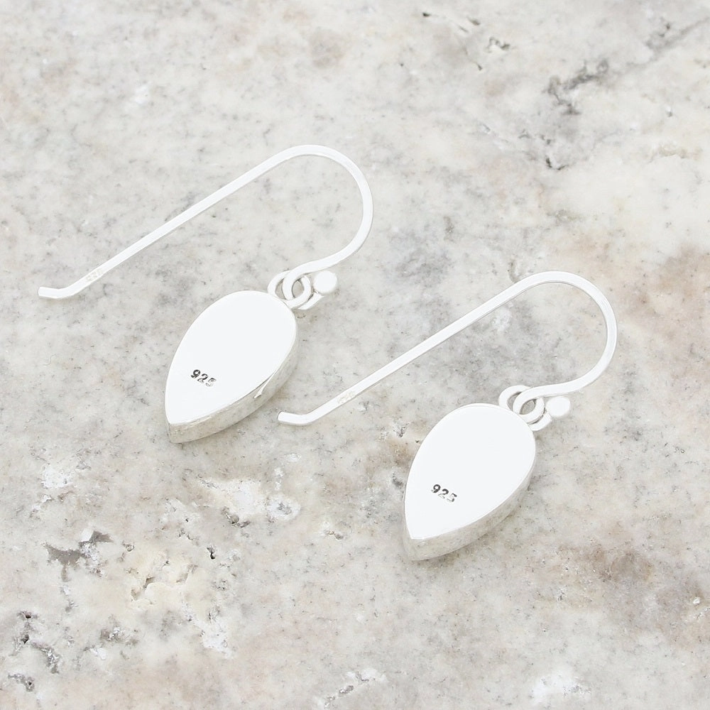 Derbyshire Blue John Sterling Silver Teardrop Shape Drop Earrings