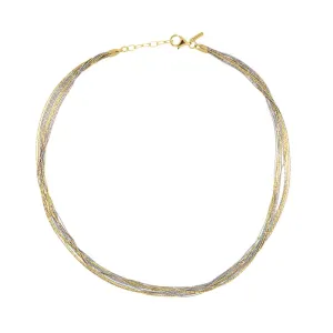 Desmos Spark Tri-Tone Multi Strand Necklace