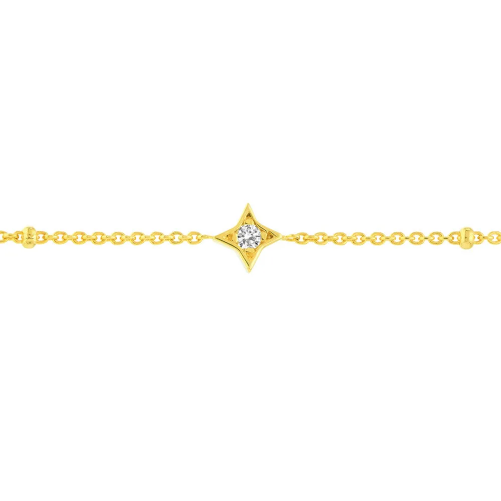 Diamond Star Bezels and Beads Bracelet