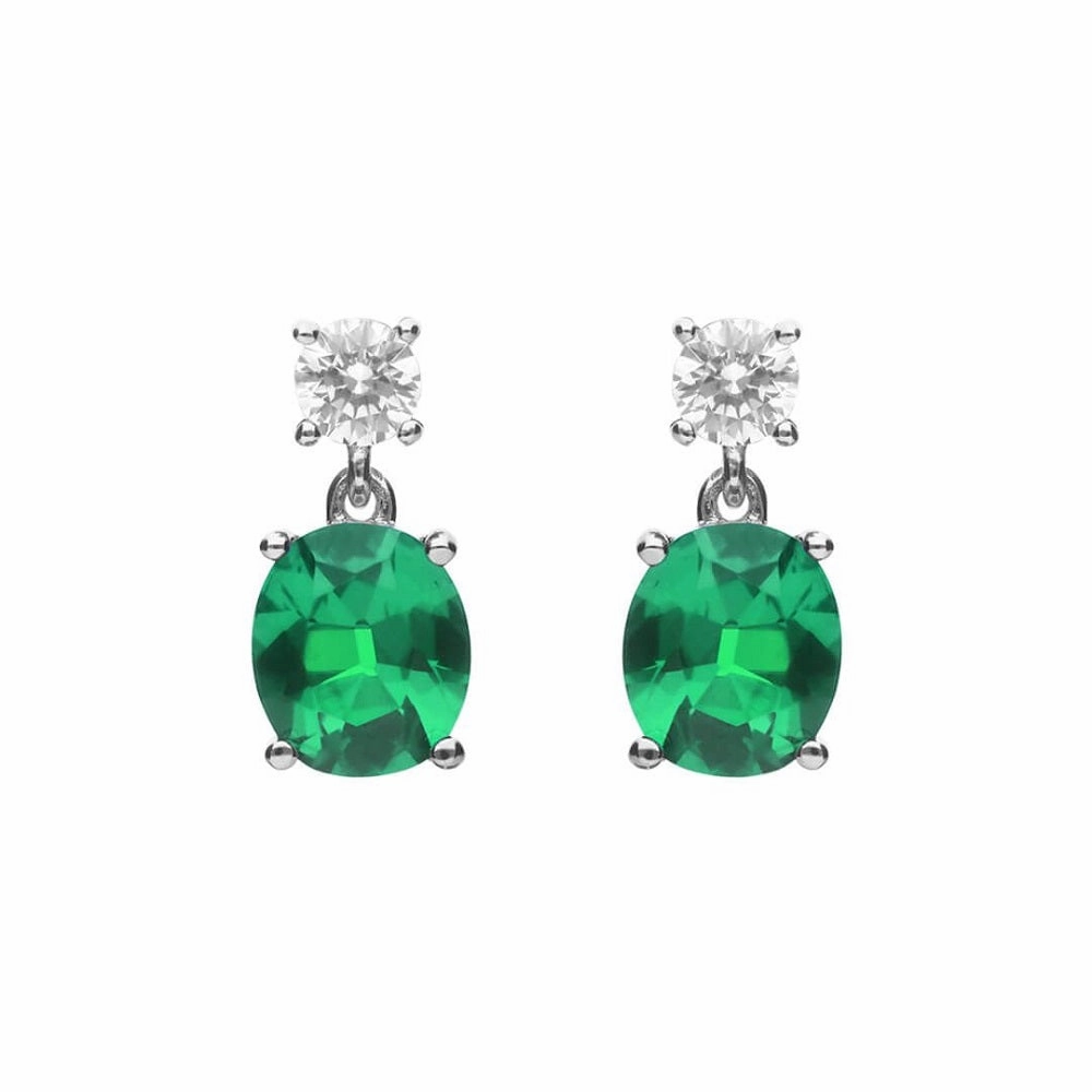 Diamonfire Sterling Silver Green Cubic Zirconia Earrings E6199
