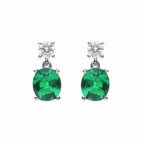 Diamonfire Sterling Silver Green Cubic Zirconia Earrings E6199