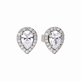 Diamonfire Sterling Silver Zirconia Teardrop Shaped Stud Earrings E5909