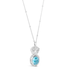 Dune Sterling Silver Pineapple Larimar Necklace with Adjustable Chain