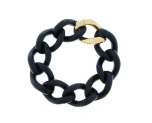 Ebony gourmet chain bracelet with a single yellow gold link closure