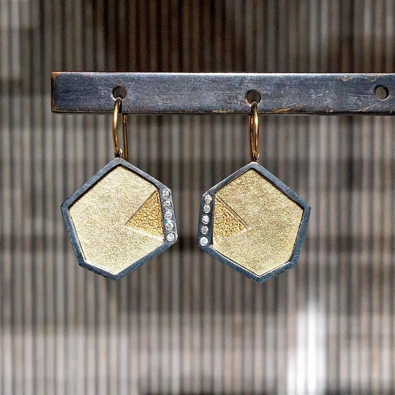 Elizabeth Garvin Fine Gem Link 14 White Diamond Drop Earrings