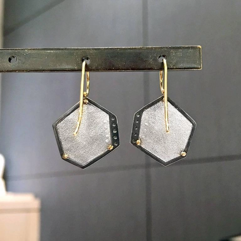 Elizabeth Garvin Fine Gem Link 14 White Diamond Drop Earrings